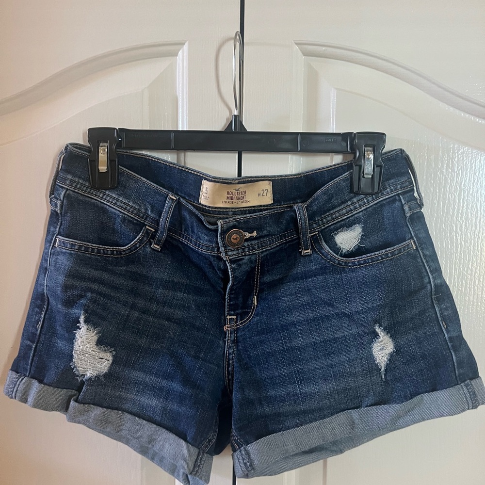 Hollister Blue Jean Shorts with Distressed Cuffs